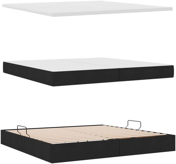 vidaXL Aufbewahrungsbett mit Matratze Schwarz 200 x 200 cm Stoff 3371741 Bild 7