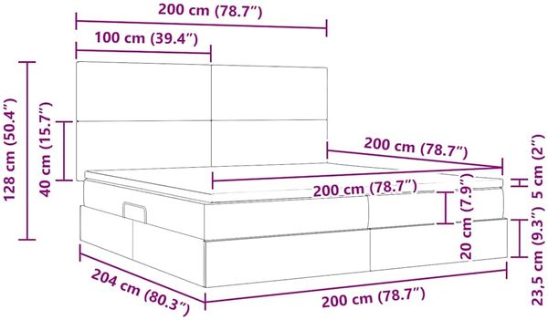 vidaXL Aufbewahrungsbett mit Matratze Schwarz 200 x 200 cm Stoff 3371741 Bild 12
