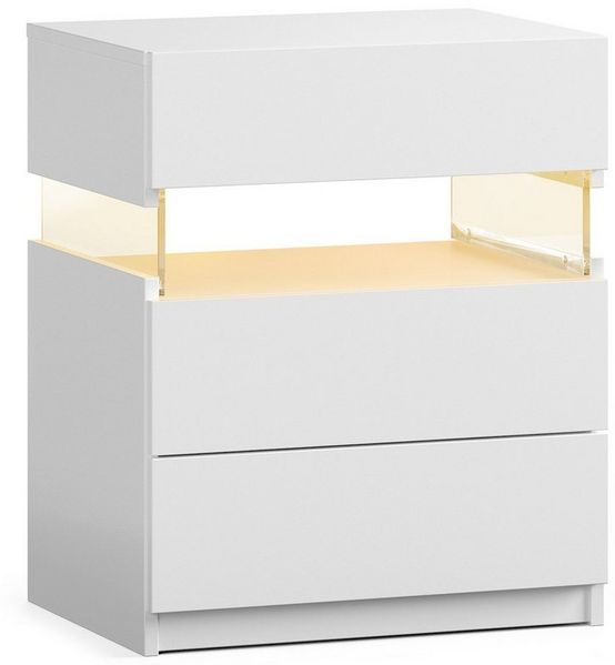 REDOM Nachttisch Nachtschrank,Beistelltisch,Nachtkonsole mit 3 Schubladen (LED Nachttisch mit 3 Schubladen und Acrylplatte, RGB-Beleuchtung, multifunktionaler Beistelltisch für Schlafzimmer, 50 cm (L) x 40 cm (B) x 60 cm (H)