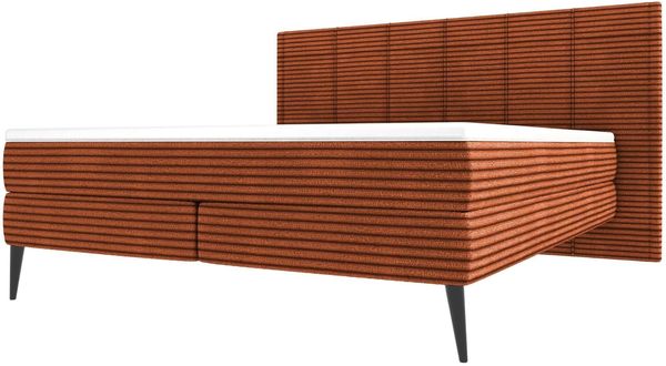 Boxspringbett Vento - Cordstoff - terracotta - 200x200 cm