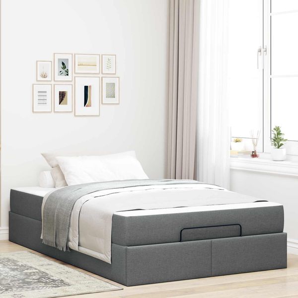 vidaXL Bettgestell mit Matratze 2 pcs Dunkelgrau Stoff 3399474