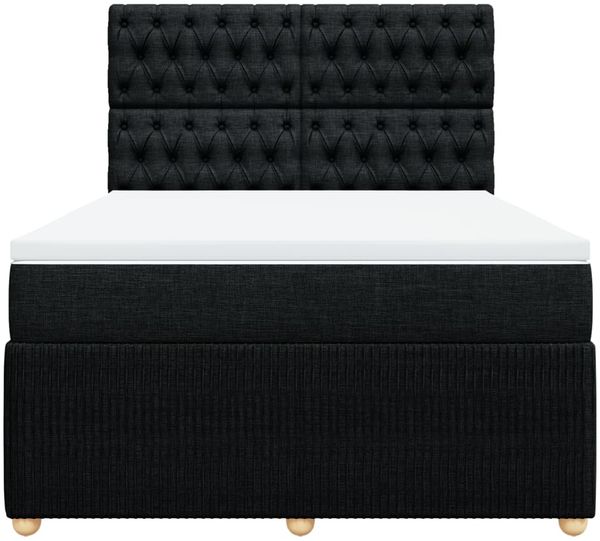vidaXL Boxspringbett mit Matratze Schwarz 140x190 cm Stoff 3294360 Bild 6