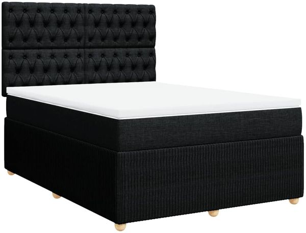 vidaXL Boxspringbett mit Matratze Schwarz 140x190 cm Stoff 3294360 Bild 3