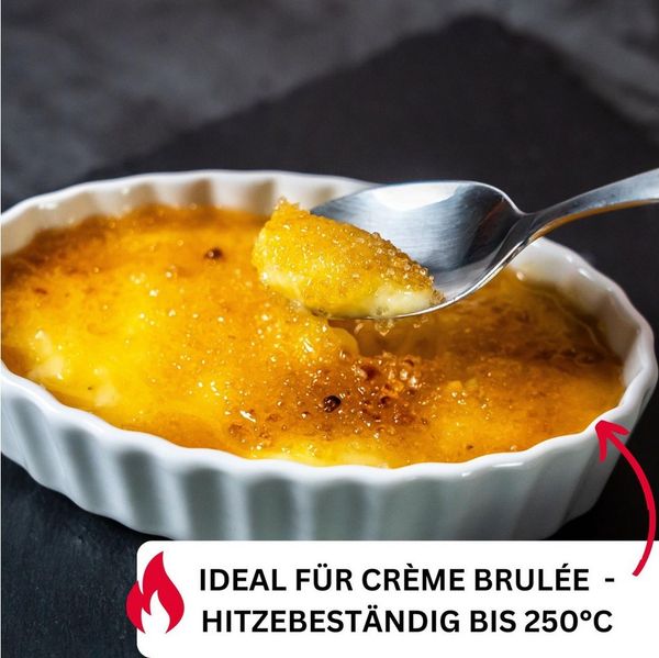 WESTMARK Auflaufform 4 Servierschälchen für Crème Brulée, Oval, Backofen-/Mikrowellengeeign, Porzellan