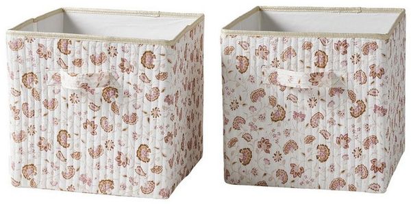 vertbaudet Aufbewahrungsbox Kinderzimmer Aufbewahrungsboxen FOLKLORE BLUMEN, 2er-Pack, Blumenprint