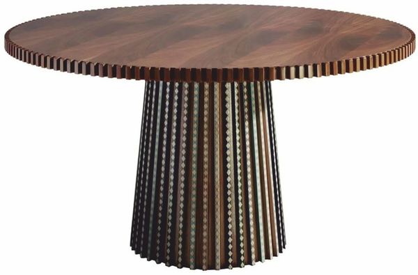 Casa Padrino Luxus Massivholz Esstisch Braun / Bunt Ø 144 cm - Esszimmer Möbel