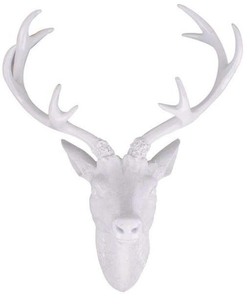 XL Hirschgeweih Hirschkopf Geweih 10-Ender Weiß 30x18x40cm