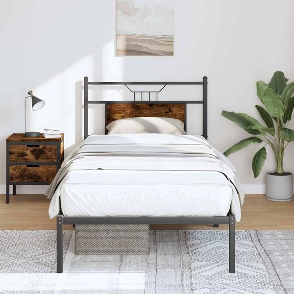 vidaXL Bettgestell ohne Matratze Räuchereiche 75x190 cm Holzwerkstoff 4106733