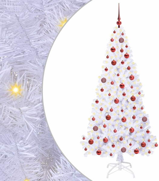 vidaXL Künstlicher Weihnachtsbaum Weiß 180 cm PVC und Stahl 3426767