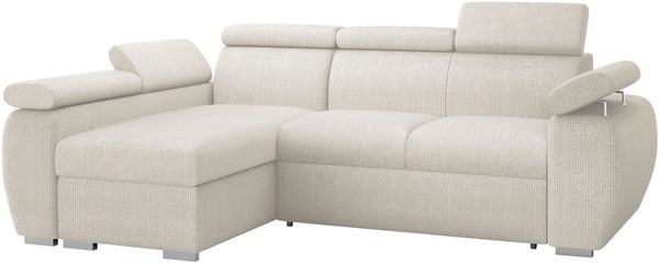 Ecksofa Boston Mini mit Schlaffunktion, Bettkasten, Einstellbare Kopfstützen (Farbe: Flow 06, Seite: Links, LC+2r)