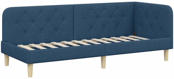 vidaXL Eckbettgestell mit Kopfteil Blau 80 x 200 cm Stoff 42016560