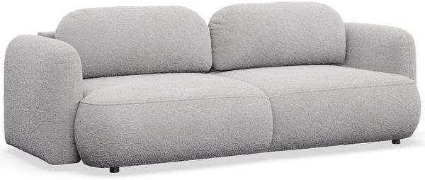 Selsey Sofa mit Schlaffunktion und Bettkasten 253x110 cm Hellgrau Bouclé – Schlafsofa & Couch mit DL-Automatik, große Schlafcouch 165x205 cm, 3-Sitzer Sofa Bed, Polstersofa mit Stauraum