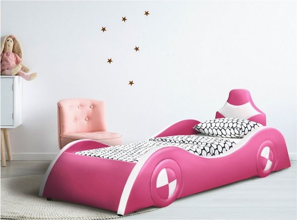 HTI-Living 'Racing' Kinderbett, inkl. Lattenrost, ohne Matratze, MDF pink/weiß, 90x200 cm