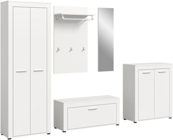 xonox. home Garderobe Jam X8BA9G02 Garderobenkombination Garderoben-Set in weiß, ca. 285 x 191 x 35 cm