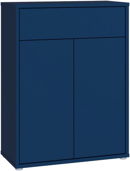 Forte Alice Springs Schuhschrank 70 80, modern-minimalistisch, 2-türig, 1 Schublade, Holzwerkstoff, Nachtblau, 74,5 cm breit x 99,1 cm hoch x 34,9 cm tief