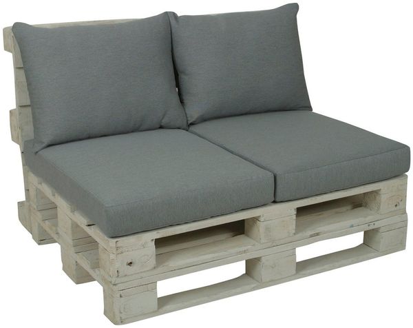 GO-DE Palettenkissen, 60x80 cm, 12 cm gepolstert, 2 Sitz- und 2 Rückenkissen für 1 Palette