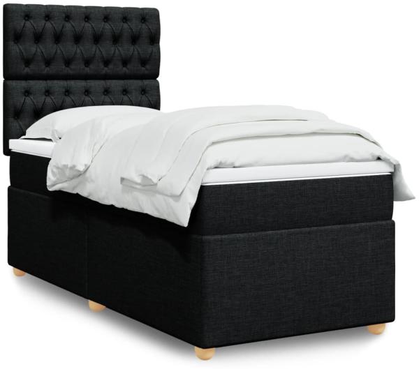 vidaXL Boxspringbett mit Matratze Schwarz 100x200 cm Stoff 3293500