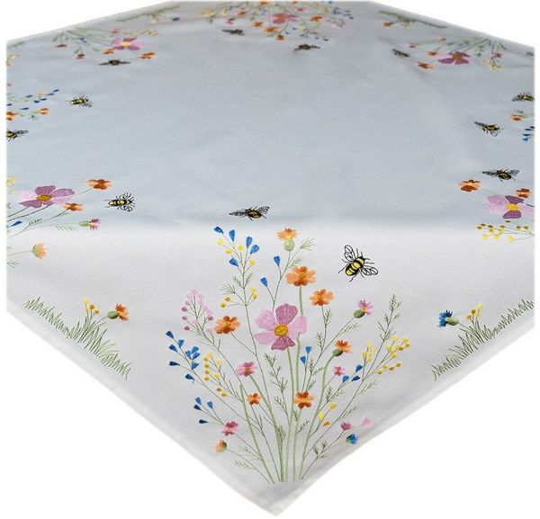 texpot Tischdecke Tischläufer Stickerei Blumen mit Bienen Frühling (1-tlg)