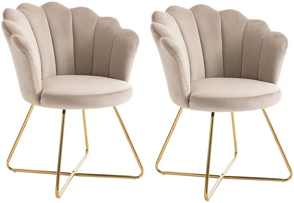 Vente-unique - FIORI Stuhl SamtStoff Beige - B 64 cm x H 85,5 cm x L 69 cm