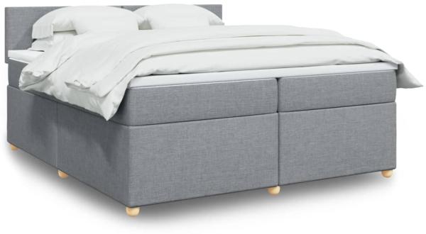 vidaXL Boxspringbett mit Matratze Hellgrau 200x200 cm Stoff 3289080