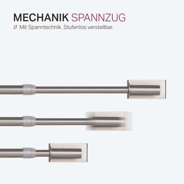 Spannvitrage, Gardinenstange - Metall - ( 40-60 cm - Silber ) zum Spannen, Klemmstange Ausziehbar, Vitragestange ohne Bohren / Schrauben, Ø 9 mm Bild 5