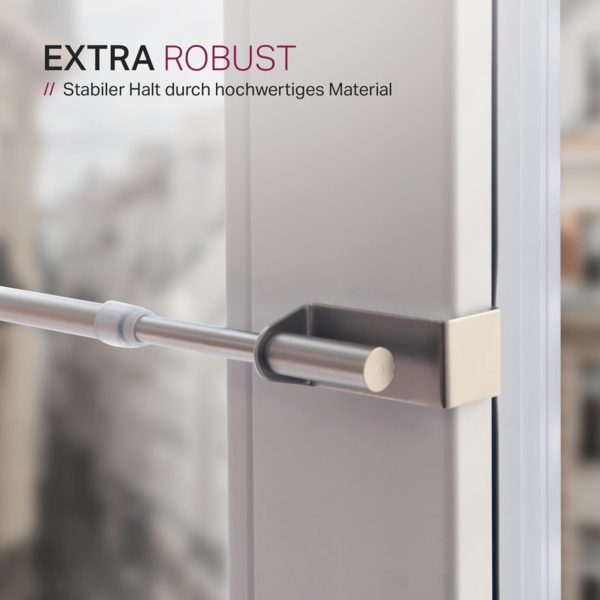 Spannvitrage, Gardinenstange - Metall - ( 40-60 cm - Silber ) zum Spannen, Klemmstange Ausziehbar, Vitragestange ohne Bohren / Schrauben, Ø 9 mm Bild 8