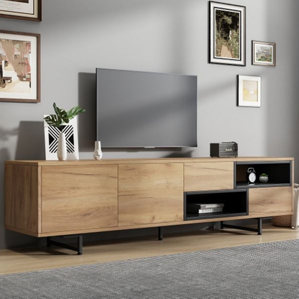 XDeer TV-Schrank TV-Schrank,TV-Boards Aufbewahrungsfunktionen,offener Stauraum mit Leiterfächern, bietet Platz für bis zu 70-Zoll-TVs