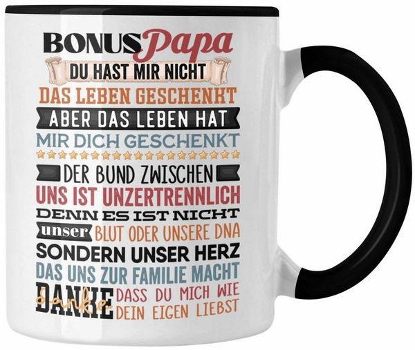Trendation Tasse Bonus Papa Tasse Geschenk für Stiefvater Stiefpapa Geschenkidee Vatert