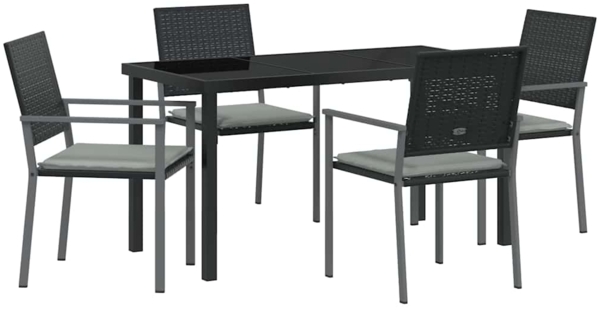 vidaXL Garten Essgruppe 5 pcs Schwarz und Hellgrau PE-Rattan 3379074
