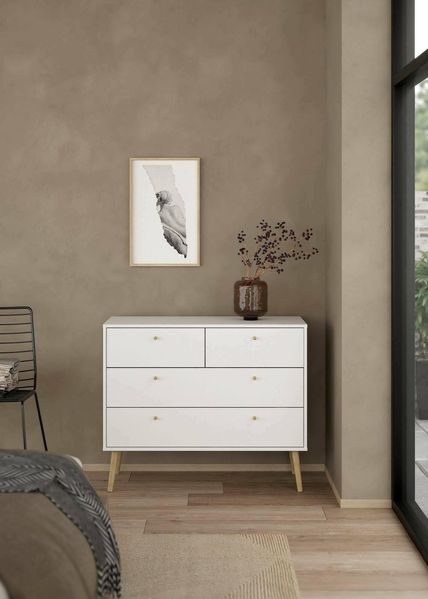 Dmora - Kommode Tiffany, Mehrzweckkommode, Schlafzimmerkommode, Schrank mit Schubladen, 99x39 h82 cm, Weiß