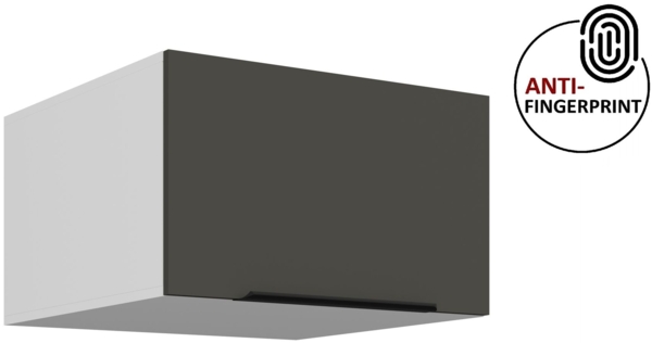 Küchen Aufsatzschrank 60 cm ARIA Graphite ultra matt + Weiss matt, hochwertige Fronten mit Anti Fingerprint Beschichtung Küchenzeile Küchenblock