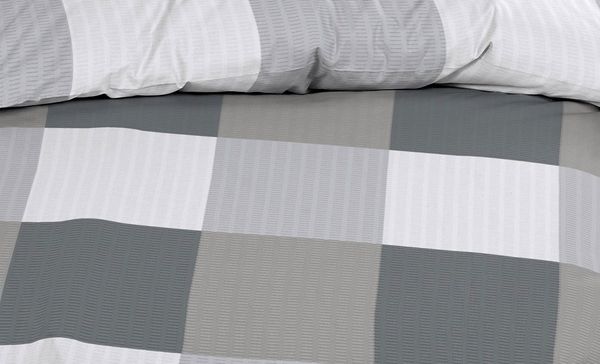 Casa Colori Bettwäsche Seersucker 135x200 Reißverschluss Grau Anthrazit kariert, Seersucker, 4 teilig, leicht