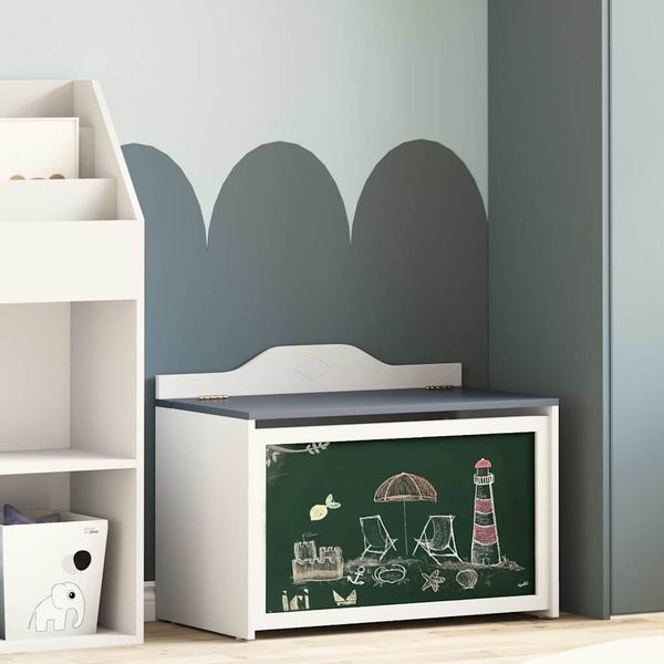 vidaXL Box mit Stauraum und Tafelvorderseite ROROS Grau und Weiß 42003029