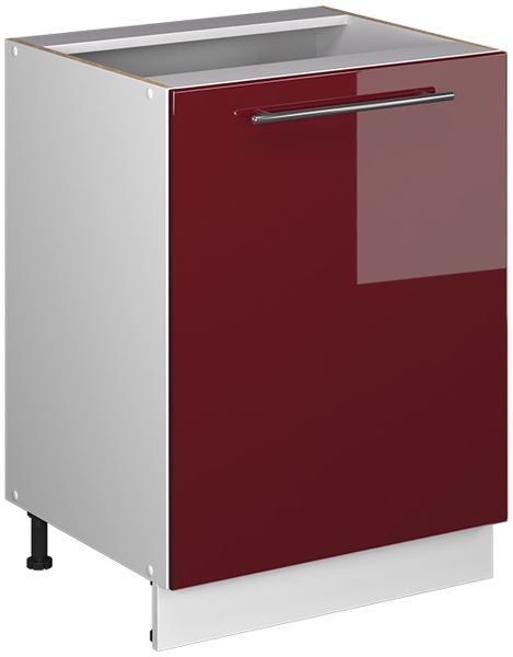 Küchenunterschrank Fame-Line Bordeaux Hochglanz/Weiß 60 cm 1 Tür ohne Arbeitsplatte Vicco