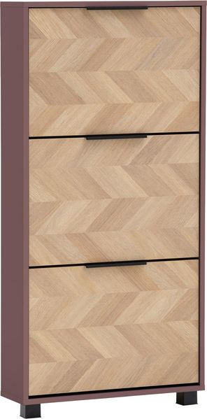 Schildmeyer Schuhschrank Schuhkipper Piazza 160857, Mauve/Fischgräten Dekor, 59,8 x 19,5 x 124,5 cm, platzsparend durch geringe Tiefe