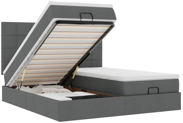 vidaXL Ottoman-Bett mit Matratzen Dunkelgrau 200x200 cm Stoff 3313700