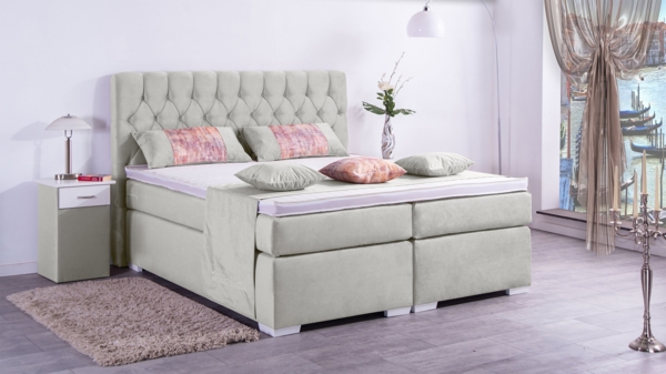 Meisterbetten Boxspringbett Jana 180x200 in VS-Alugrau, Matratzenbezug Nano, Ergoflex-Topper Bild 3