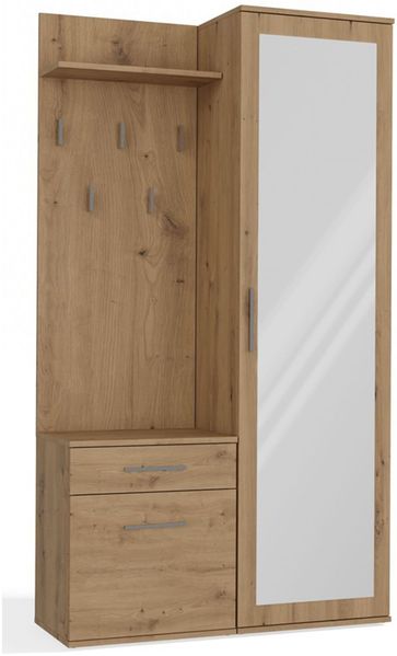 Selsey 'Duvio' Flurgarderobe mit Schrank und Spiegel, Eiche Artisan, 100 cm