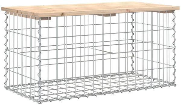 Gartenbank, Sitzbank aus Gabionen 83x44x42 cm Massivholz Kiefer
