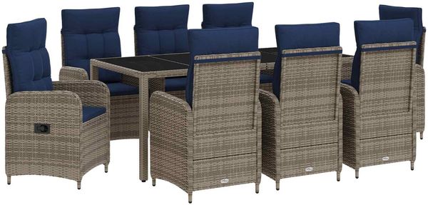 vidaXL Outdoortisch-Set 9 pcs Poly-Rattan 3422333