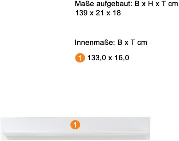 Trendteam 'Baxter' Wandboard, Holz weiß, 139 x 18 x 21 cm Bild 3