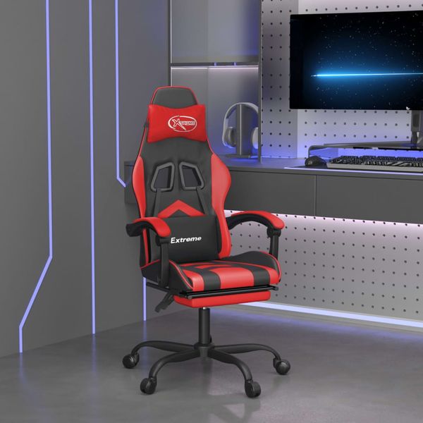 Gaming-Stuhl, Schreibtischstuhl, Bürostuhl mit Fußstütze Drehbar Schwarz & Rot Kunstleder