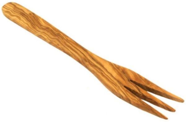 Olivenholz-erleben Tafelgabel 3-zackige Gabel aus Olivenholz (L30 cm) (1 Stück), antibakterielle Wirkung
