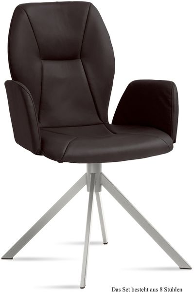 Armlehnstuhl (8er-Set) Dottie 58x92x60 Edelstahl/Espresso