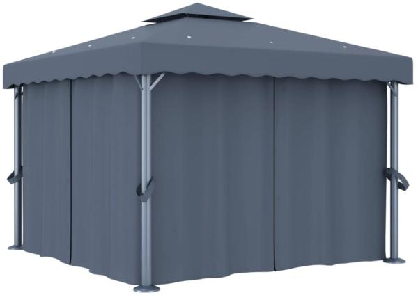 vidaXL Pavillon mit Vorhang 3x3 m Anthrazit Aluminium 3053378