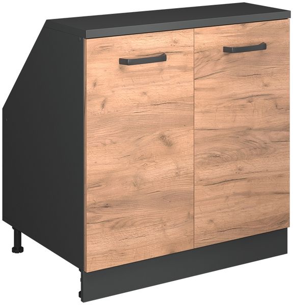 Dachschrägenschrank Rion Goldkraft Eiche 80x81.6 cm mit 2 Türen, Schrankkorpus 60 cm Tiefe Vicco
