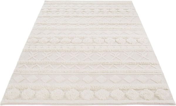 LUXOR living Wollteppich Hägga, rechteckig, Höhe: 15 mm, Handweb Teppich, reine Wolle, handgewebt, Hoch-Tief Struktur