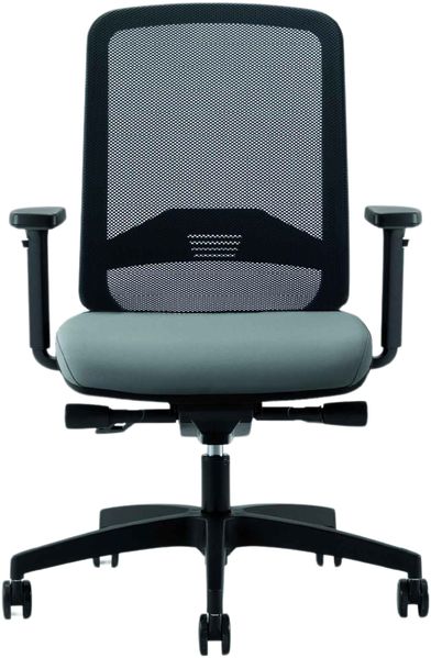 Bisley Bali Bürostuhl ergonomisch, Stoff & Netzbezug in schwarz/grau - Ergonomischer Drehstuhl mit Kunststoff Fußkreuz, Stuhl mit Armlehne, Bürodrehstuhl mit Synchronmechanik, BALIKL-RT0015-NE0625
