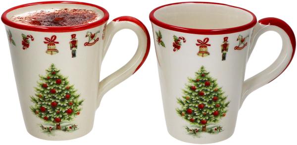 2x Maestro Natale Kaffeebecher 340ml H12cm Keramik-Tassen Glühwein Tee