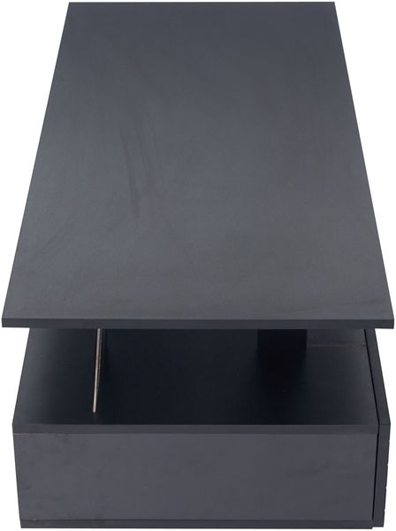 Couchtisch 100x50x42 cm, Acryl Schwarz mit LED‑Beleuchtung, App- & Fernbedienung, doppelschichtiges Regal Bild 5